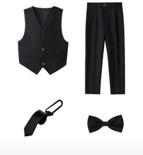 Boys Vested Pants Set Clothing Sets Kids Formal Suits Vest Pants Bow Neck Tie