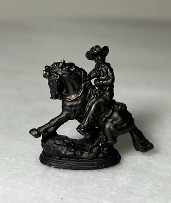 Dollhouse Miniature Brass Figurine Rodeo Man On Horse 1:12 - Image 1 of 4