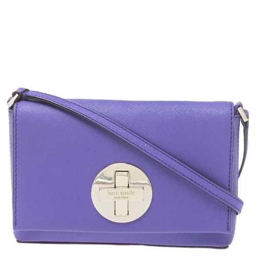 Kate Spade Astor Court Crossbody Bag Purple Leather Flap Turn lock Preppy - Picture 10 of 10