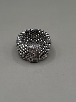 Damen 9 Ring Sterlingsilber 925 CZ Bahnhof Italienisch Popcorn Kette Band