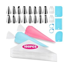 Piping Bags and Tips Set, Cakes Decorating Supplies Kit with 100pcs 12 Inch P...