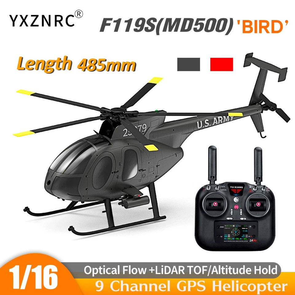 YUXIANG F119S(MD500) RC Helicopter 1/16 9CH GPS Optical Flow Brushless Airplane