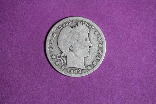 Estate Find 1908 D- Barber Quarter Dollar #K58749