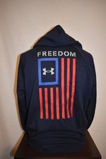 Under Armour Mens Freedom Flag Hoodie Midnight Navy/Steel 1386756 410 Medium NWT