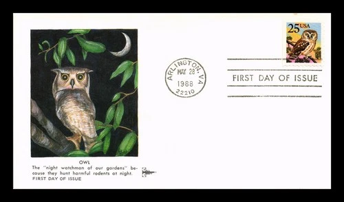 DR JIM STAMPS US COVER OWL 25C FIRST DAY ISSUE GILL CRAFT CACHET