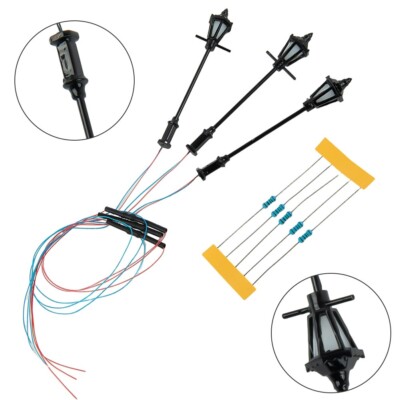 Enhance Realism with 3X Street Lamp Lights Up L37 Model Kit O Scale 7CM