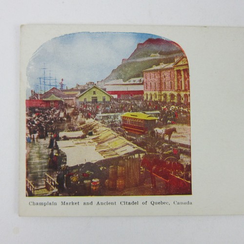 Postcard Quebec Canada Champlain Market & Ancient Citadel Trolley Train Antique - Imagen 2 de 12