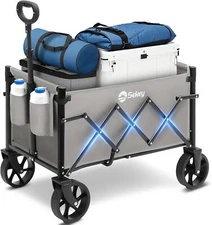 Heavy Duty Wagon with Big Wheels, Foldable Cart with 220LBS Capacity, Utility