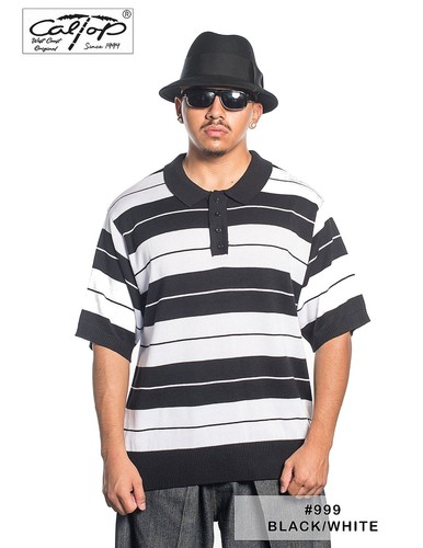 Camisa Polo Caltop Charlie Marrón Rayas Clásica Estilo Retro Manga Corta - Imagen 8 de 16