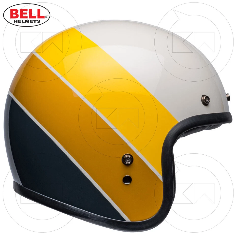 Casque Jet Moto Vintage Bell Custom 500 Riff Sand/Yellow Sable/Jaune Homologué - Photo 3/4