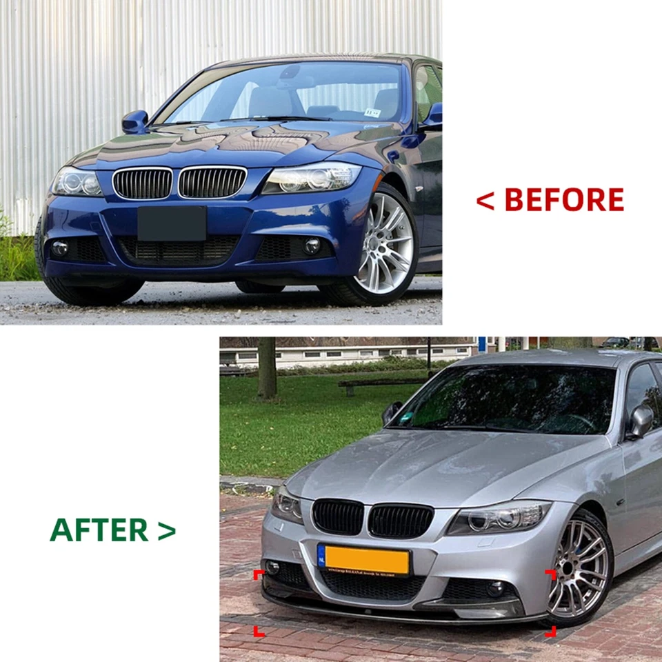 Front Bumper Splitter Lip For BMW 3 Series E90 E91 LCI M Sport 325i 335i 2009-12 - Image 4 of 4