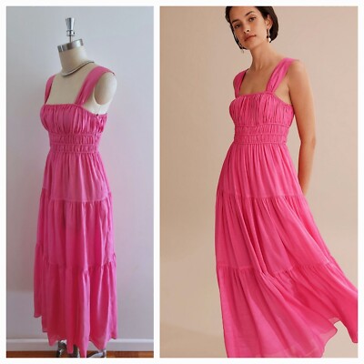 | COUNTRY ROAD | Pink Gathered Detail Maxi Dress 8 12 XS M Silk Blend  RR$299 NEW | eBay Australia
