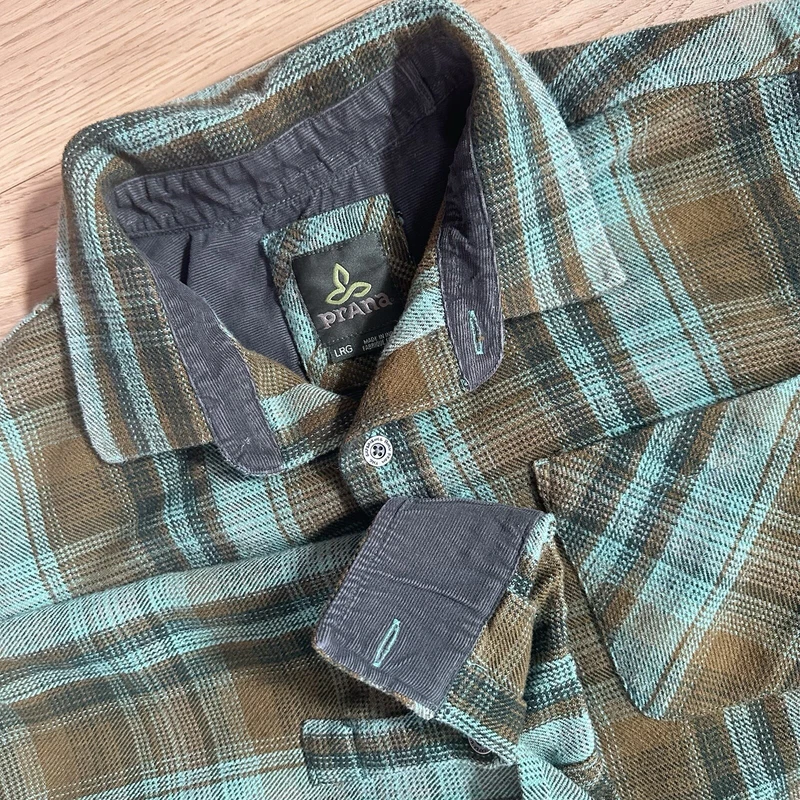 prana flannel tartan plaid heavyweight outdoor eu shirt