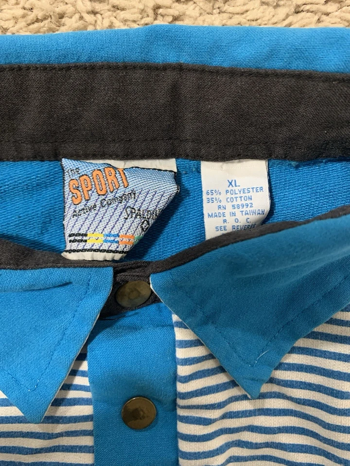 Vintage Spalding Shirt Mens Polo XL Blue And White 90’s Sport NBA Retro Splash - Image 2 of 4