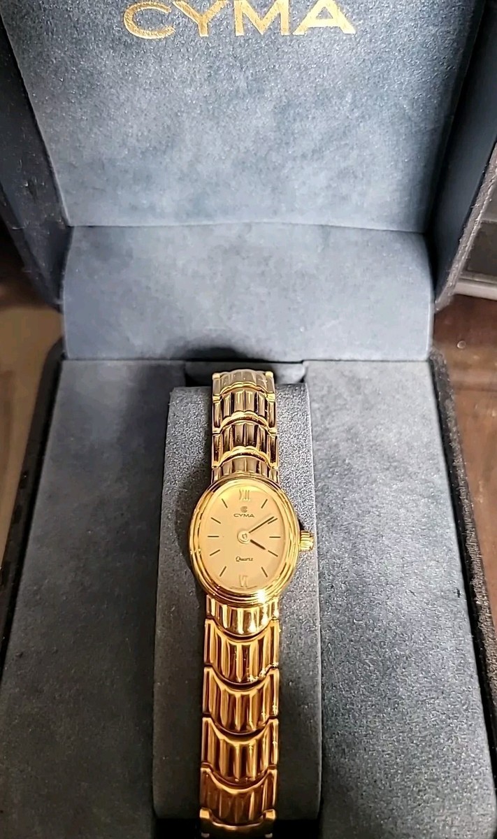 GORGEOUS Vintage CYMA Womens 10 Micron Gold Plate Watch in Orig