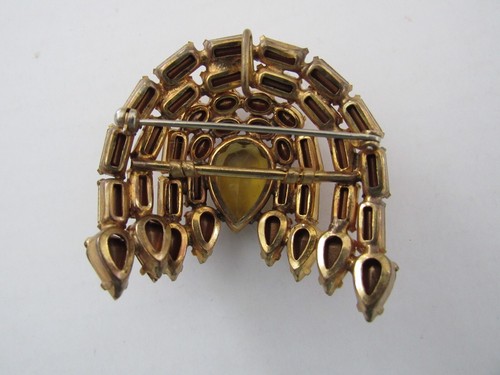 Vintage Gold Rhinestone Arch Brooch / Pin Pendant - Picture 3 of 5