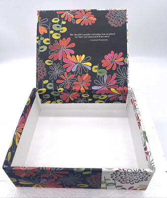 Mudlark Tuto Bene Cardboard Trinket Box flowers w Nietzsche Dancing Quote