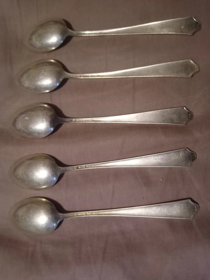 J. S. Co. (Jennings Silver Co.) Sterling Silver UtilitySpoons, Ptd. 1921, 5 3/4" Foto 2 de 4