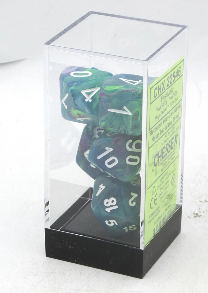 Mega-hedrales Chessex CHX 22546 nenúfar festivo/blanco (juego de 7 troqueles mega-édricos) Foto 2 de 3