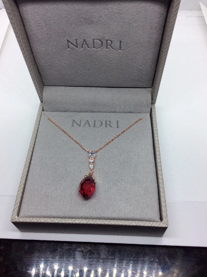$68  Nadri Gifting Briolette red crystal  rose gold necklace ND7 - Image 2 of 4