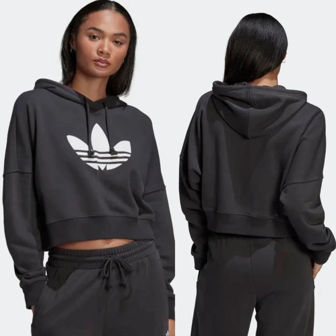 Adidas cropped hoodie black 2024 and white