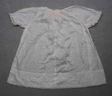 Vintage Handmade Dress Baby Girl White Cotton Sheer Short Sleeve Embroidery 1930