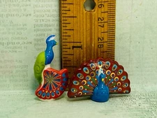Lovely PEACOCKS Tropical Birds Peafowl Pairs Dollhouse Miniature French Feves