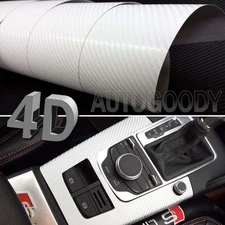 Premium 4D Gloss WHITE Carbon Fiber Vinyl Film Wrap Bubble Free Air Release