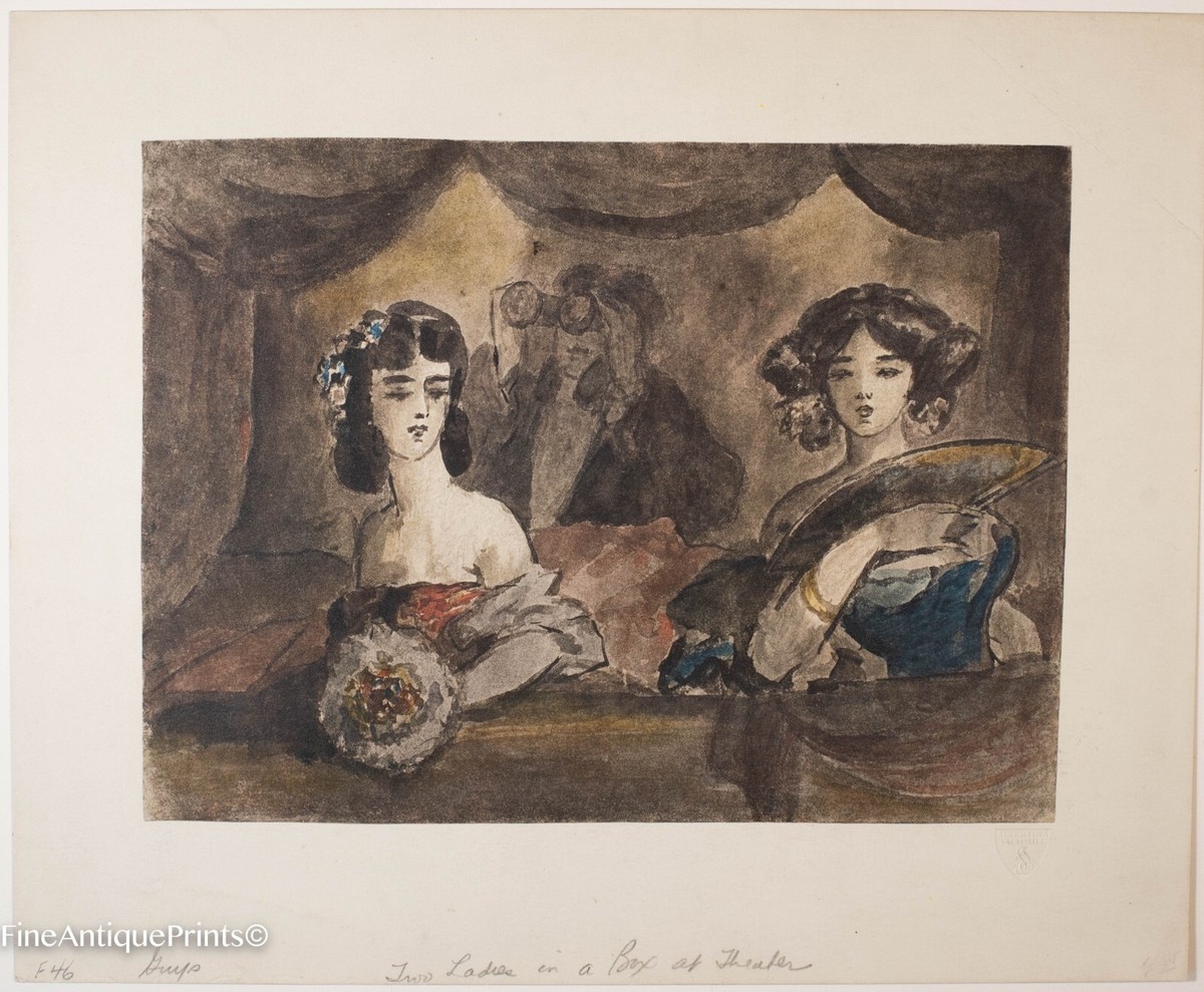 Fine Antique Print Two Ladies In A Box At Theater By Constantin Guys Old  Master