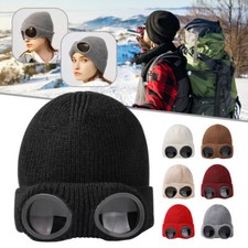Unisex Winter Knit Woolly Chunky Beanie Hats Solid Casual Warmer Ski Goggle Cap