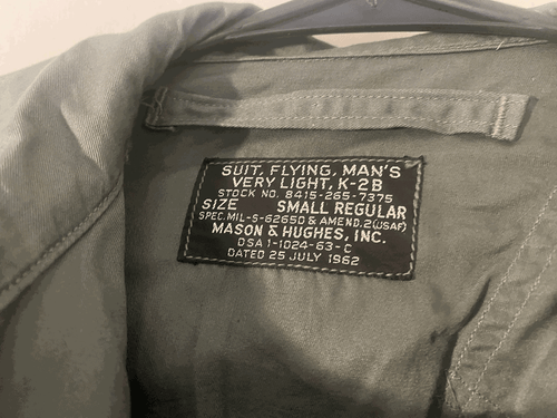 Vtg 60s K-2B Flight Suit Flying Mans Military USAF Vietnam looks Unissued sm-reg - Picture 3 of 12