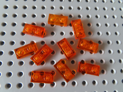 Lego 10 x Platte Bauplatte flach 1x2 3023 transparent orange
