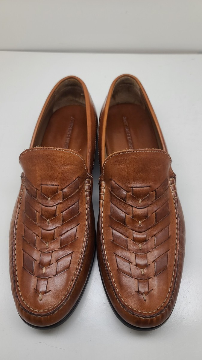 Johnston & Murphy Creswell Woven Leather Dress Shoe Loafer 12 Brown Slip On Johnston & Murphy Creswell Woven Leather Dress Shoe Loafer  main image 2