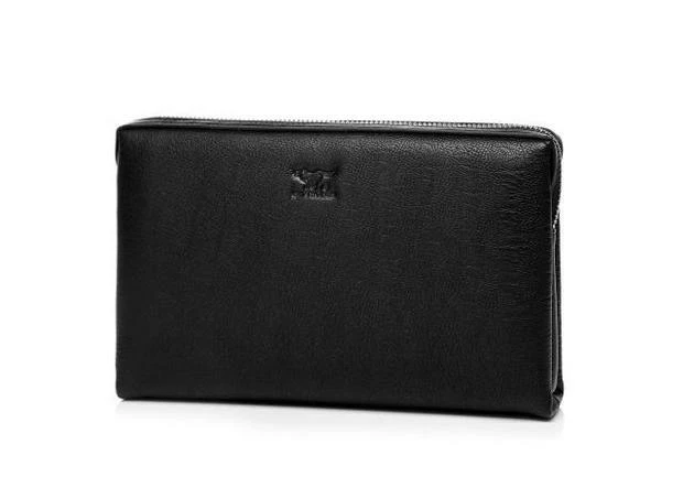 Septwolves Hombres Cuero de Vaca Cartera Monedero Cremallera Bolso sin asas Negro 1172161-01 Foto 2 de 4