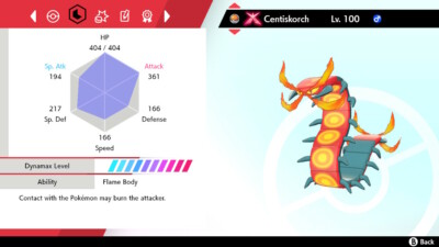Pokemon Sword and Shield SWSH - Shiny 6IV Max EV Gigantamax Gmax Centiskorch