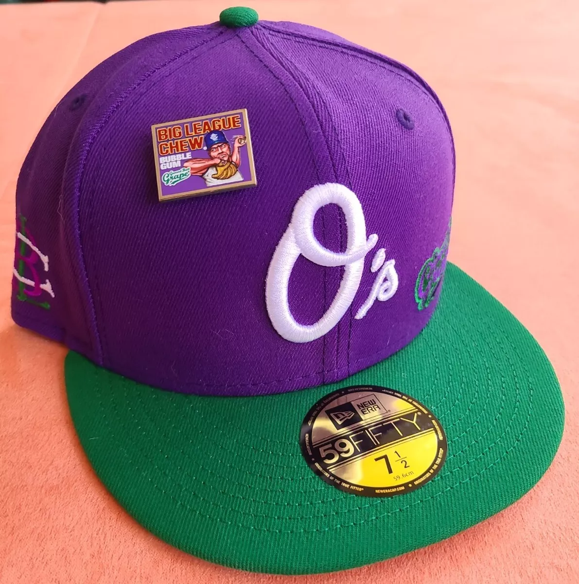 7 1/2 Baltimore Orioles MLB fitted New Era 59fifty Hat Cap BIG LEAGUE CHEW  GRAPE