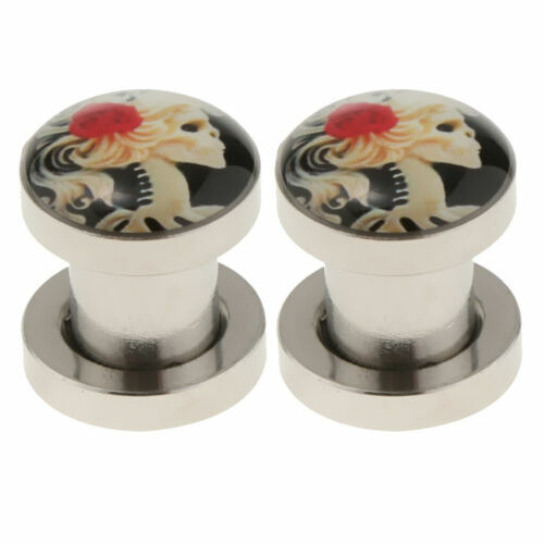 SoulCats Fake Plugs Orecchini Finti In Acciaio Inox, 2 Pezzi Color Nero E Argento - Scegli La Tua Misura!