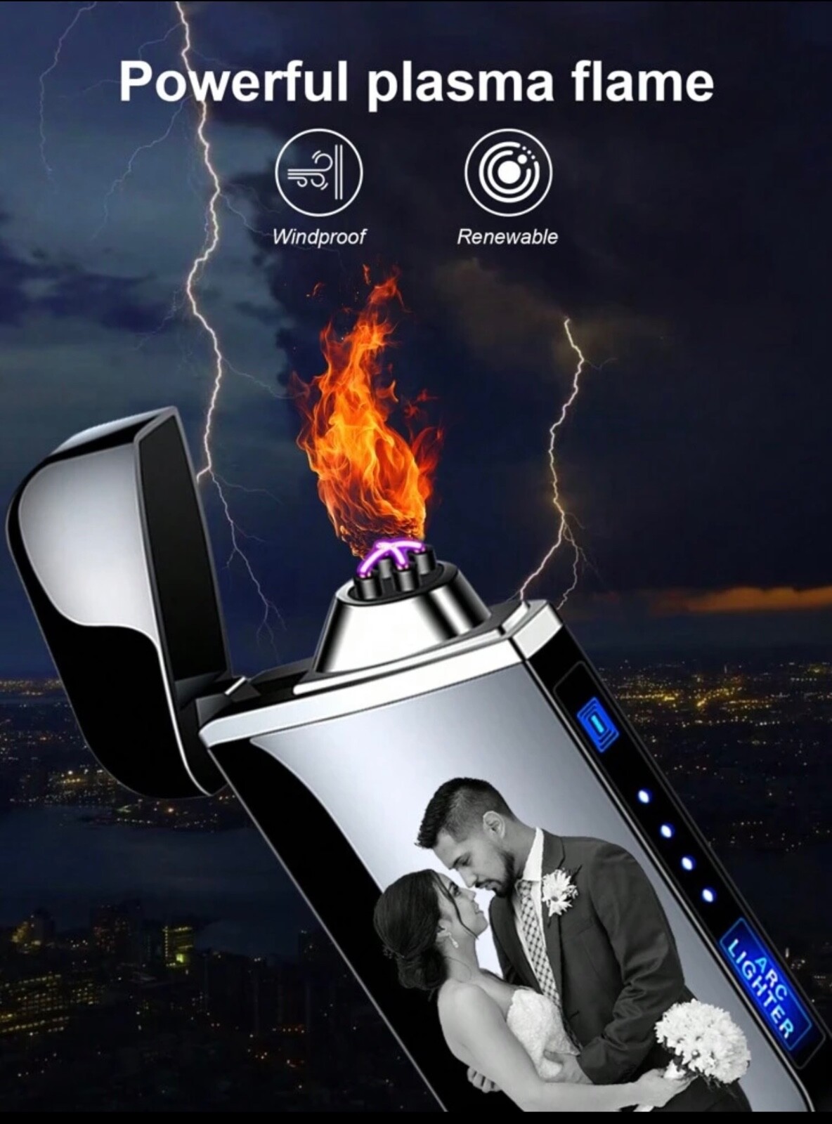 1pc Custom Lighters With Pictures Personalized Photo Engraved Electric Lighter