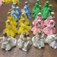 Vintage Lot of 20 Plastic Wedding Cake Toppers Hong Kong Bride Bridesmaids 1 3/4