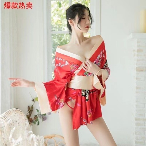 Sexy Kimono Japonés Verano Chifón Vestidos Cortos para Dormir Mujeres Cuello en V Profundo Wafuku - Imagen 5 de 6