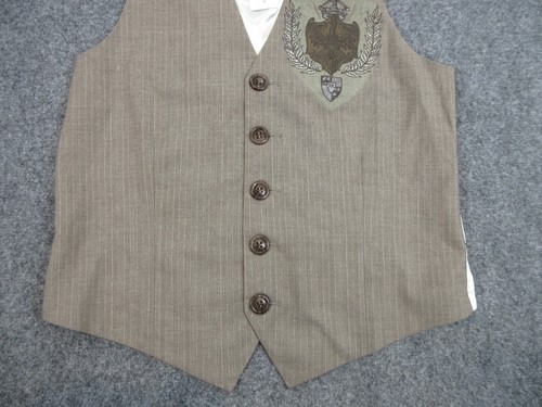 Roar Vest Mens Adult Medium Brown Sleeveless Embroidered Casual Biker - Picture 3 of 12