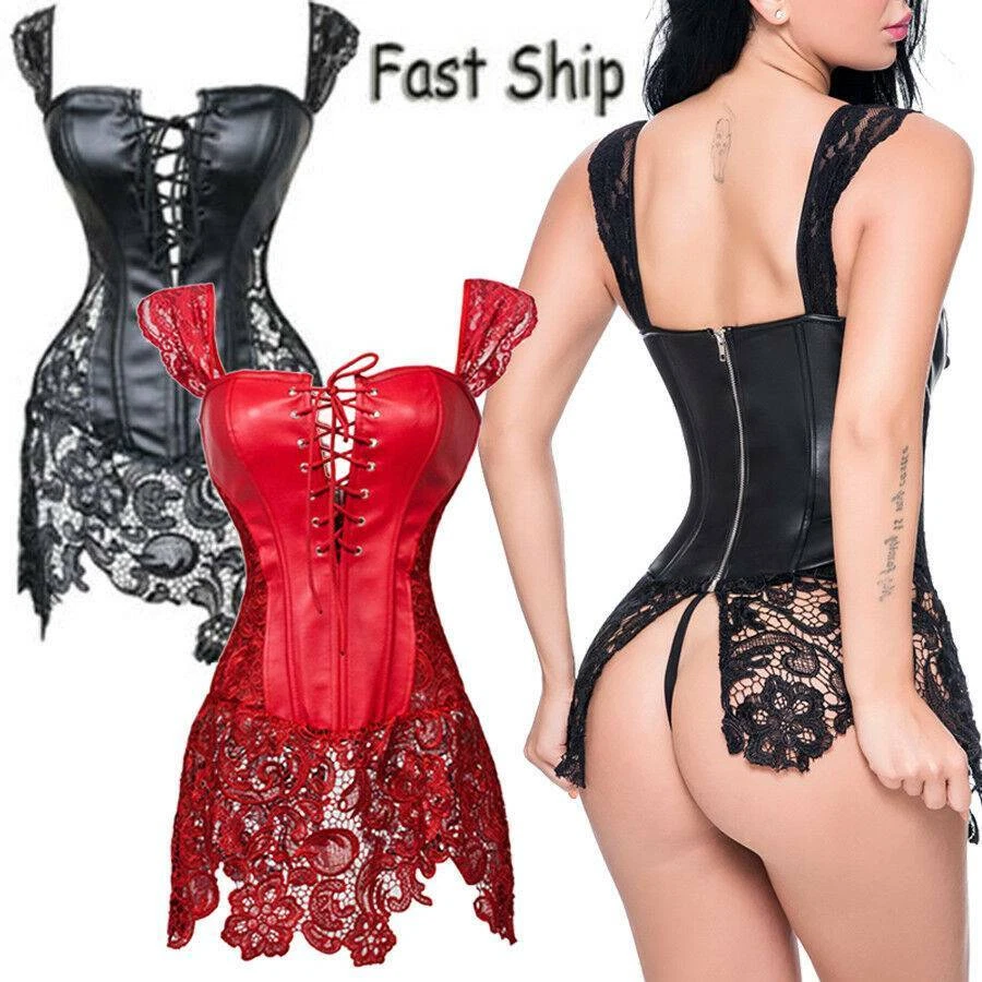 Nuevo Sexy Lencería Vasca con Cordones Mujeres Corsé Top Bustier Steampunk Gótico S-6X Foto 3 de 4