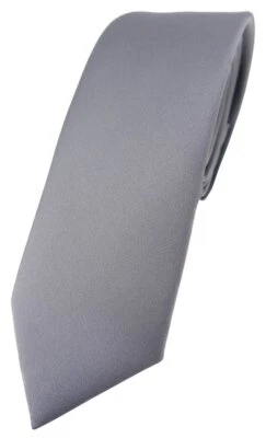 schmale TigerTie Designer Krawatte in silbergrau einfarbig Uni - Tie Schlips - Bild 1 von 4