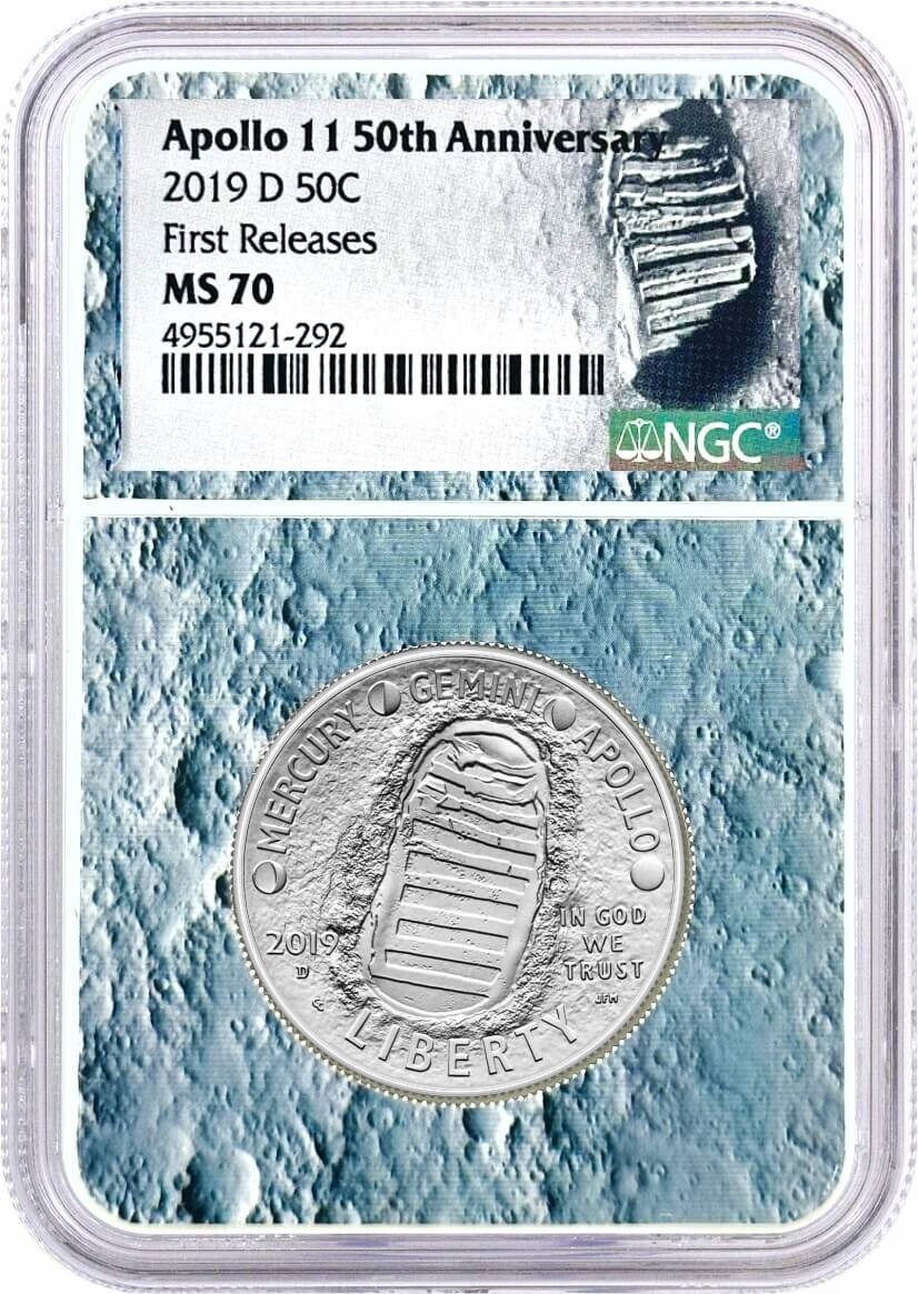 2019 D 50C Apollo 11 50th Anniversary Half Dollar NGC MS70 First