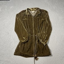 Soft Surroundings Women's Sz M Brown Jacket Tunic Velvet Silk Blend Belted