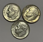 Lot of (3) Three Roosevelt Dimes - 90% Silver - All 3 are 1964 P - Very Nice
