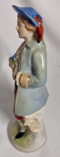 Porcelain Figurine Made Handpainted Japan Colonial Man Holding Flower 8 in H - Picture 2 of 6