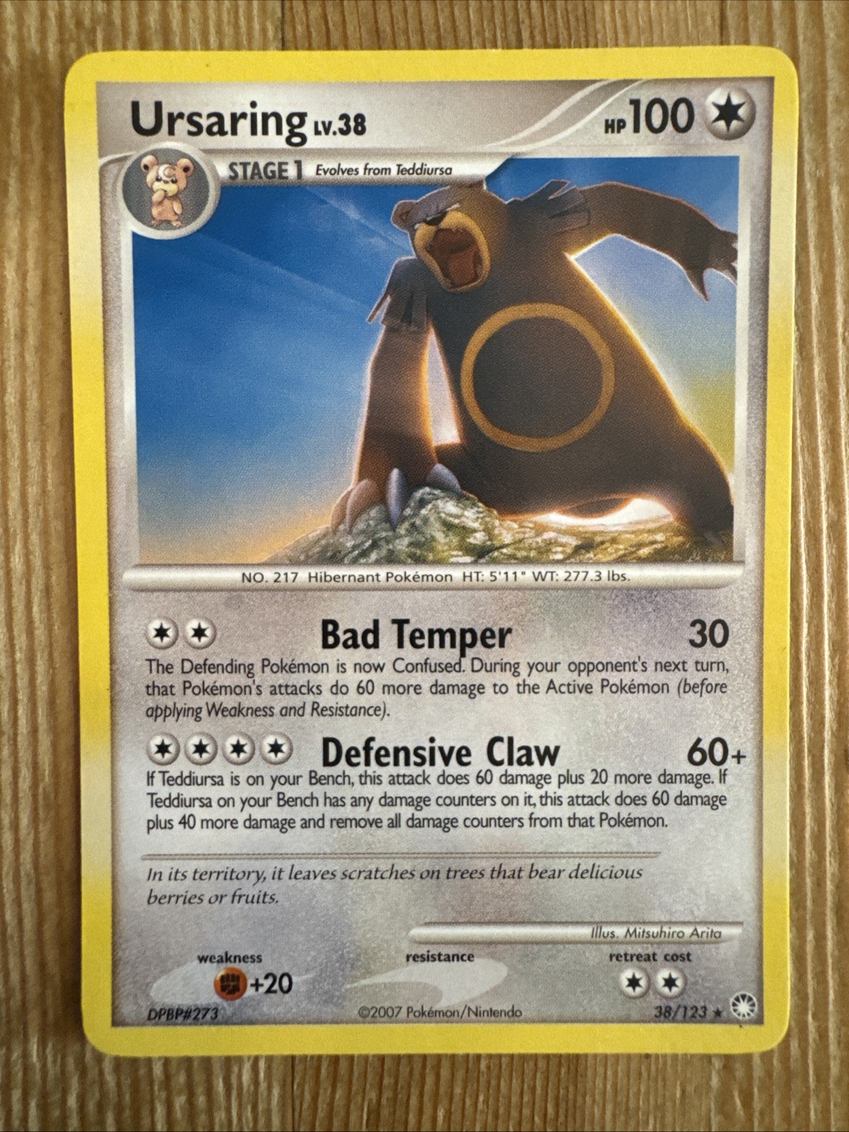 Ursaring Lv.38 38/123 Pokémon Diamond & Pearl Mysterious Treasures LP Card