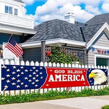 God Bless America Banner Patriotic 4Th of July Decorations 118 X 20 Inch Eagle N