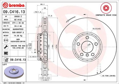 Brembo 09.C416.13 Brake Disc for BMW